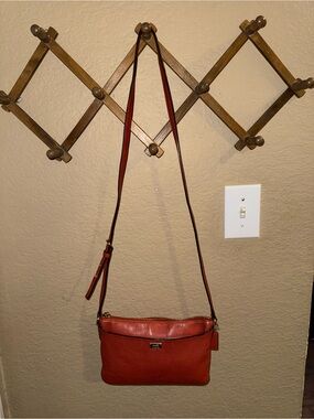 Coach Rust Leather Crossbody Bag with Adjustable Strap
